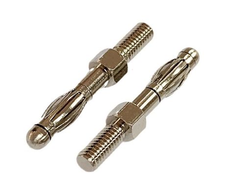Customized Size 4mm Male Banana Plug Connector Dengan Emas Dan Threaded Shroud Dijamin