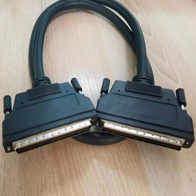 HPDB 100 Pin MDR Connector SCSI Kabel Majelis Kawat Hitam Dengan Material Kontak Kuningan