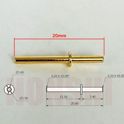 Emas Plating Kuningan Mesin Pins 1.6x20mm Untuk CNC Vertical Machining Center
