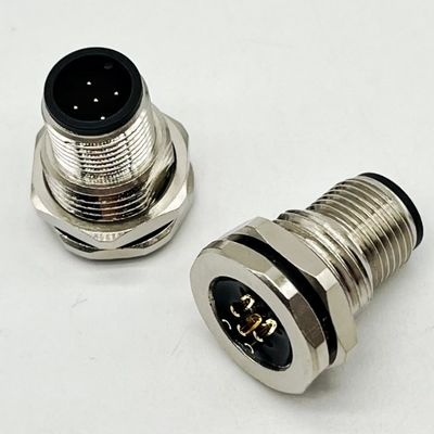 M12 5 Pin Wanita Dan Pria Panel Gunung Multi Pin Kabel Lingkaran Konektor Waterproof
