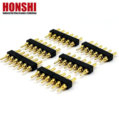 Wanita Pogo Pin Konektor 6P Plated Emas H2.5 Dip Jenis Kuningan Kontak Untuk PCB High Current