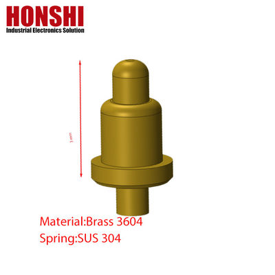 Pria Spring Loaded Pin Gold Plated untuk 3.00mm Pogo Pin Connectors -40 °C- 105 °C Rentang suhu