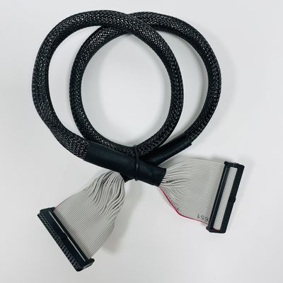 Custom 2.54mm Black Flat Cable 6 Pin - 64 Pin IDC Flat Ribbon Kabel perakitan