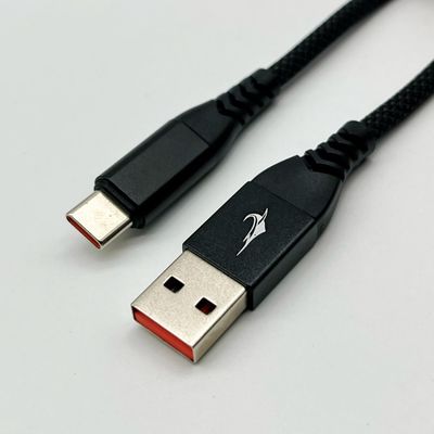 Kabel USB UL2725 Hitam Tipe C USB 2.0 Konektor Pria Dengan Plating Emas