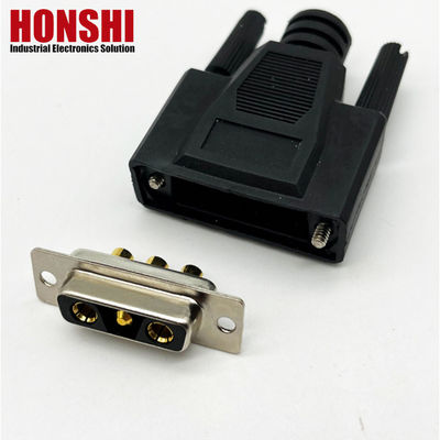 3V3 30A Solder Type Male D Sub Connector dengan material kontak berlapis emas kuningan