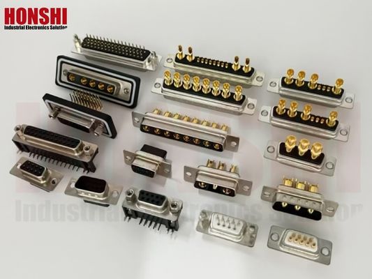 3V3 30A Solder Type Male D Sub Connector dengan material kontak berlapis emas kuningan