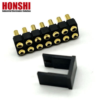 2.54mm High Current Pogo Pin Connector Wanita 2x7P Plated Emas H2.5 SMT Tipe Untuk PCB