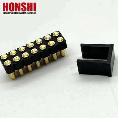 2.54mm High Current Pogo Pin Connector Wanita 2x7P Plated Emas H2.5 SMT Tipe Untuk PCB