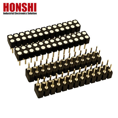 2.54mm Double Row PCB H3.0mm 7.4mm Straight Brass Machined Round Female Header Connector