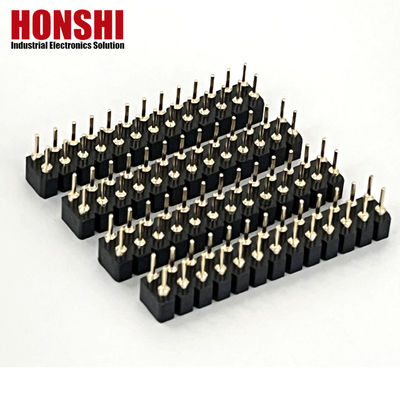 2.54mm Double Row PCB H3.0mm 7.4mm Straight Brass Machined Round Female Header Connector