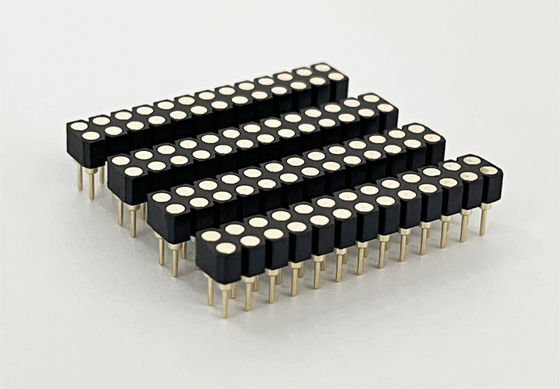 2.54mm Double Row PCB H3.0mm 7.4mm Straight Brass Machined Round Female Header Connector