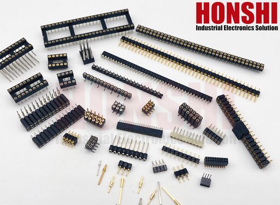 Plating emas Mesin Pin Header 2.54mm SMT SMD Dual Row Right Angle PCB Connector