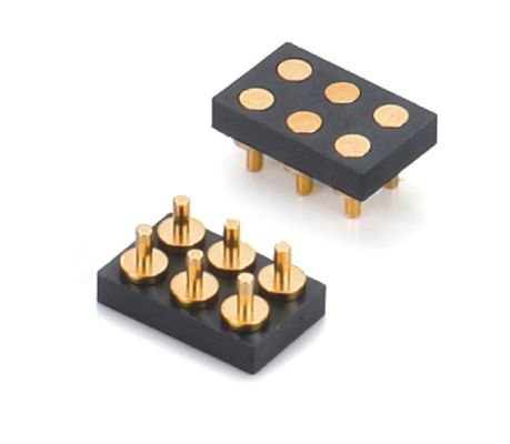 2.54mm Pitch Female 6 Pin Konektor PCB Pegas Konektor Pin Pogo Tipe Smt