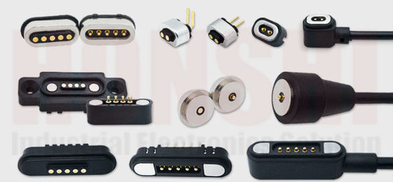 Konektor Pin Pogo Magnetik Arus Tinggi 1A 2A 3A 5A 10A Bermuatan Musim Semi