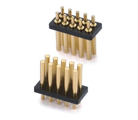 Custom 2.54mm Pitch Spring Loaded Pogo Pin Connector Dip Type Header Wanita 10 Pin