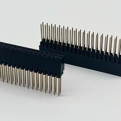 2.54mm Pitch Female Header Connector 8.5mm Tinggi Dual Row 180 Degree Dip Untuk PCB