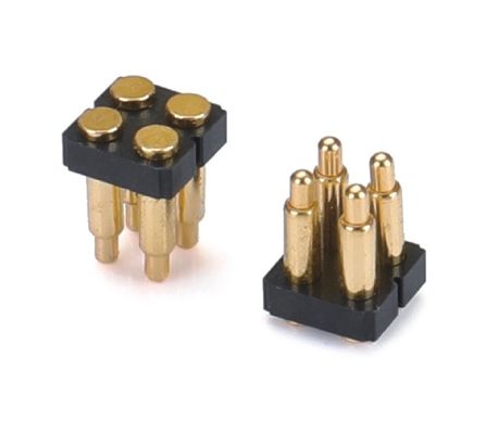 2.5mm 4 Pin Pogo Connector H3.5mm SMT Tipe Plating Emas Kuningan Pogo Connector