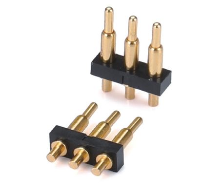 Single Row 3pin 1.5mm Dip Type Plated Gold Brass Pogo pin Connector 2.54mm pitch