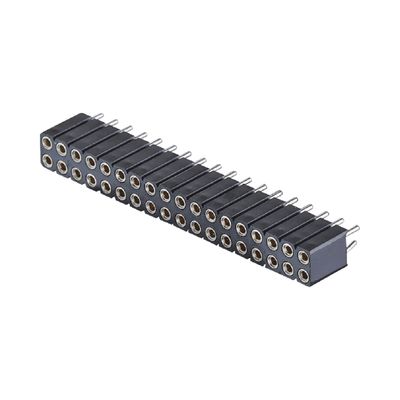 Konektor PCB Mesin Kepala Wanita 2.54mm H7.0mm Sudut Kanan Baris Ganda 2-80Pin
