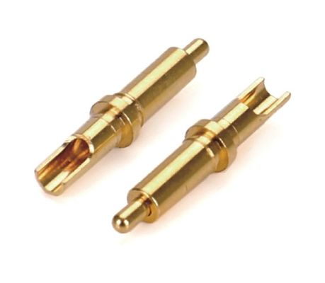 Pria Solder 9.5mm Pogo Pin Connector Kuningan 3.2mm Tinggi Spring Loaded Plated Emas