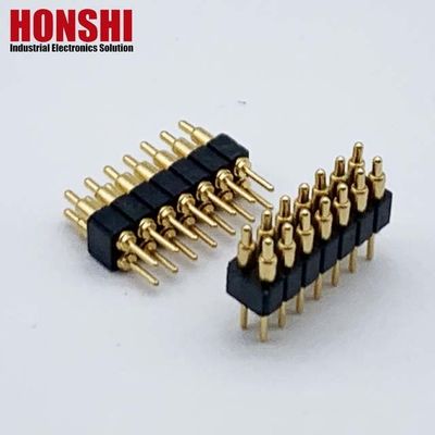 2.54mm H2.5 2x7Pin Pogo Pin Connector Kuningan Spring Loaded Electronic Straight Dip PCB