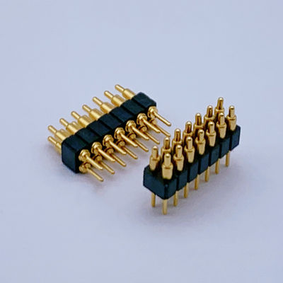 Disesuaikan 2.0mm Pitch Brass Pogo Pin 2 Row 14Pin Spring Loaded Connectors Pria Jenis Kelamin