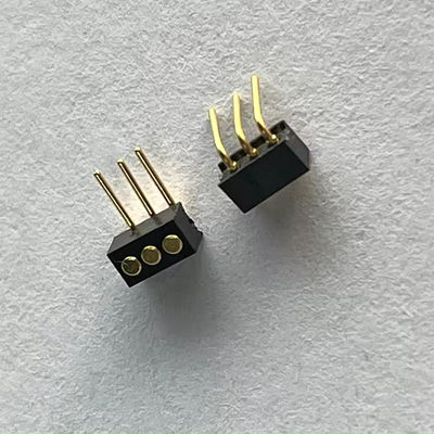 1.27mm 3pin Sudut Kanan Dip Tipe Kuningan Spring Loaded Magnetic Pogo Pin Connector