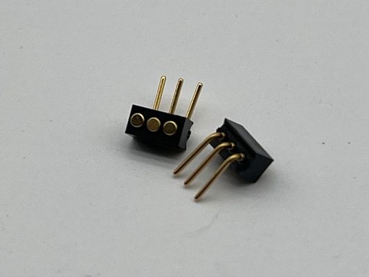 1.27mm 3pin Sudut Kanan Dip Tipe Kuningan Spring Loaded Magnetic Pogo Pin Connector