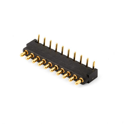 2.54mm pitch 10pin Sudut Kanan Konektor Pin Pogo Magnetik Pegas Kuningan Jantan