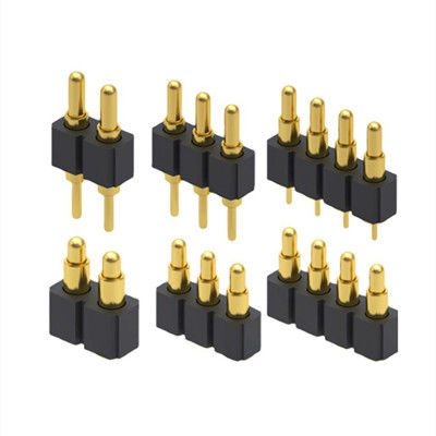 2.54mm pitch 10pin Sudut Kanan Konektor Pin Pogo Magnetik Pegas Kuningan Jantan