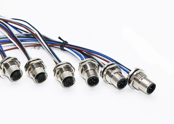 M12 Series Sirkular Wire Connector Socket 12 pin Bagian belakang sekrup Panel Mounting