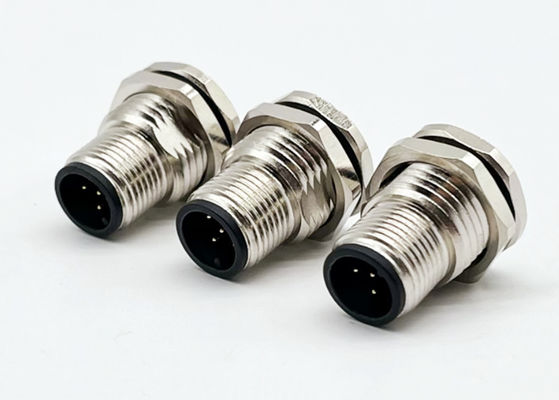 M12 Series Circular Connector Male Plug 5pin belakang sekrup Panel pemasangan M16 * 1.5 PG9