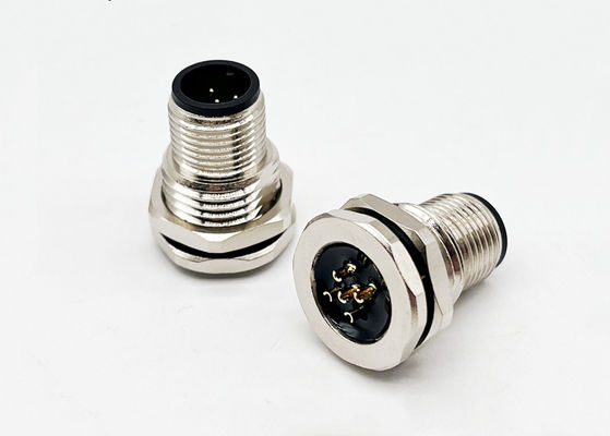 M12 Series Circular Connector Male Plug 5pin belakang sekrup Panel pemasangan M16 * 1.5 PG9