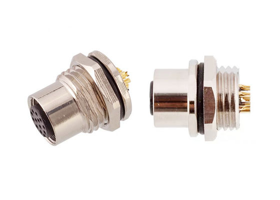 M12 Series Sirkular Wire Connector Socket 12 pin Bagian belakang sekrup Panel Mounting