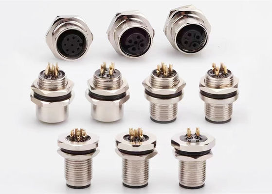 M12 Series Sirkular Wire Connector Socket 12 pin Bagian belakang sekrup Panel Mounting