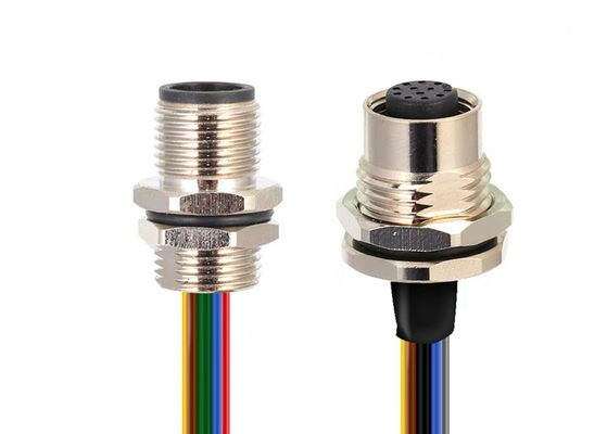 M12 Series Sirkular Wire Connector Socket 12 pin Bagian belakang sekrup Panel Mounting