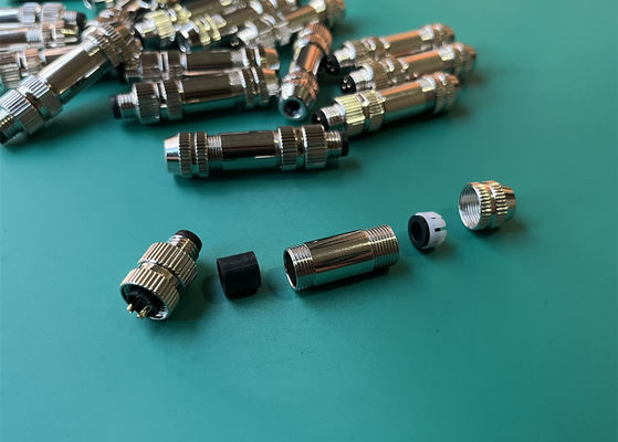 M8 IP67 Konektor Sirkular Plug Perisai Pria 3 4 5 6 8 Konektor tipe Pin Assembly