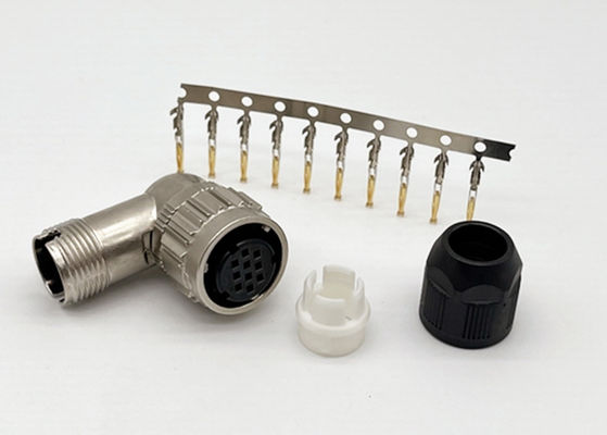 Satu sentuhan mengunci CM10 konektor melingkar 2 Pin 10 Pin Sudut Kanan Crimp Wire Plug