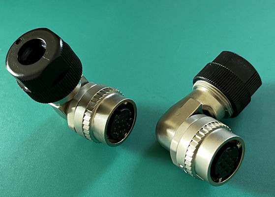 Satu sentuhan mengunci CM10 konektor melingkar 2 Pin 10 Pin Sudut Kanan Crimp Wire Plug