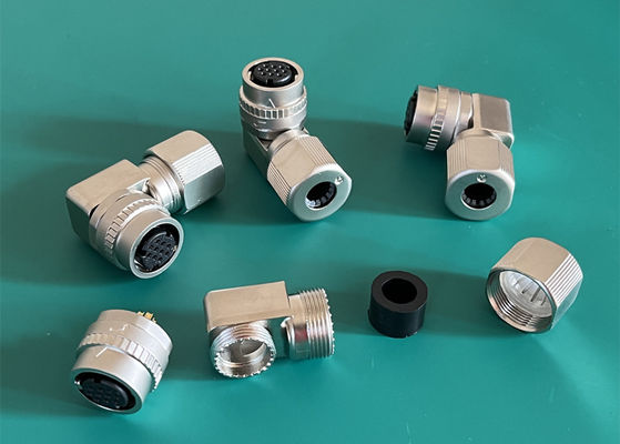 Sudut Kanan Solder Wire Plug Penghubung Kawat Bulat 10 Pin Untuk Kabel Servo Brake