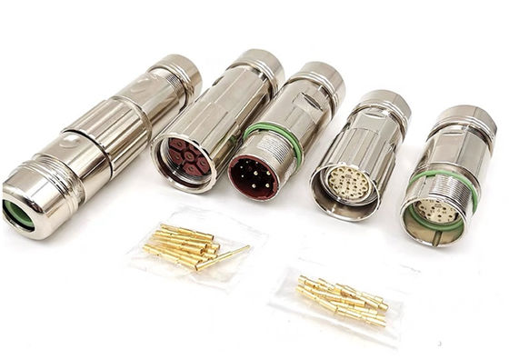 M23 Power Circular Wire Connector 6 Pin Servo Encoder Wanita Pria Crimp Wire Plug