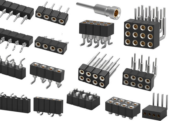 Dual Row PCB Round Pin Header Connector Mesin Header Wanita 1,27mm 2,0mm 2,54mm