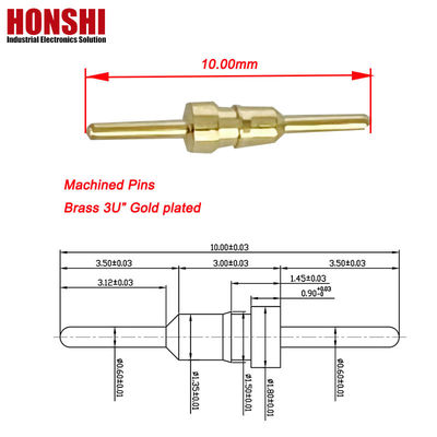 CNC Mesin kontak Pin Kuningan Fitting Kuningan Plug Pin Listrik Bundar Pin 10,0mm