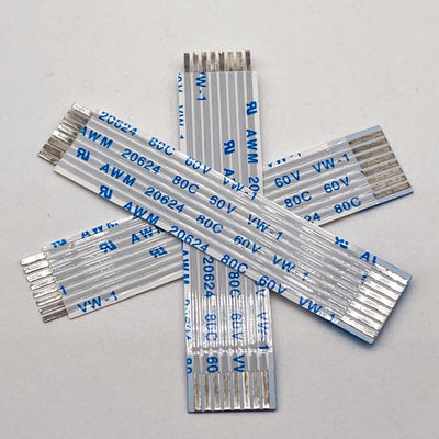 UL20624 1.25mm 8Pin FFC Ribbon Kabel 80C 60V 100mm Ribbon Flexible Flat Kabel