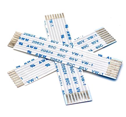 UL20624 1.25mm 8Pin FFC Ribbon Kabel 80C 60V 100mm Ribbon Flexible Flat Kabel