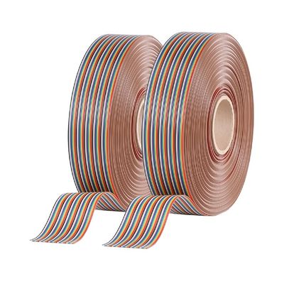 8Pin - 64Pin Kabel Pelangi Datar Disesuaikan Pitch 1.27mm Ribbon Kabel 100 M / Roll