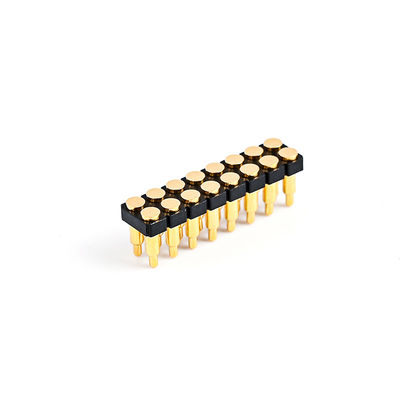 2.54mm 16P Pogo Pin Connector SMT Tipe Plating Emas Kuningan Spring Loaded Pogo Pins