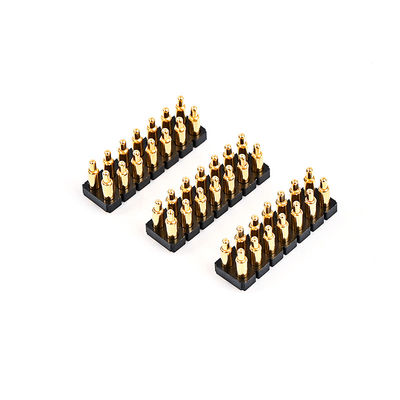 2.54mm 16P Pogo Pin Connector SMT Tipe Plating Emas Kuningan Spring Loaded Pogo Pins