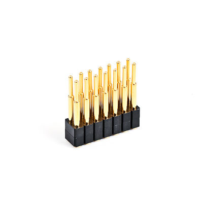 2.54mm 16P Pogo Pin Connector SMT Tipe Plating Emas Kuningan Spring Loaded Pogo Pins