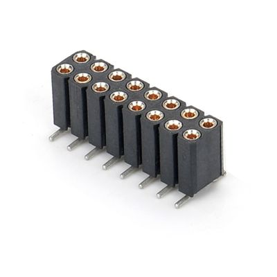 2.54mm Dual Row H7.0mm SMT PCB Kuningan Mesin Bulat Wanita Header Konektor PA6T Hitam